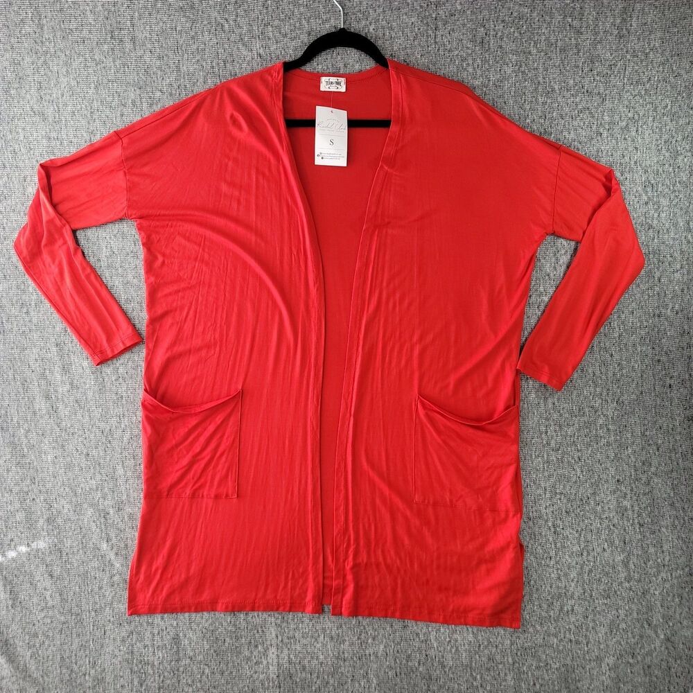 Texas True Threads Cardigan Womens Small S NWT Red Soft Knit Oversized Duster L